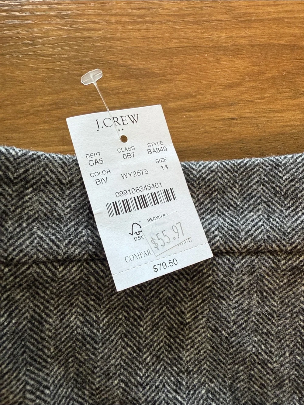 J Crew Classic Gray Button-Front Wool Blend Skirt